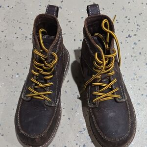 Keen Women's Brown Lace-Up Steel Toe Boots with Yellow Laces